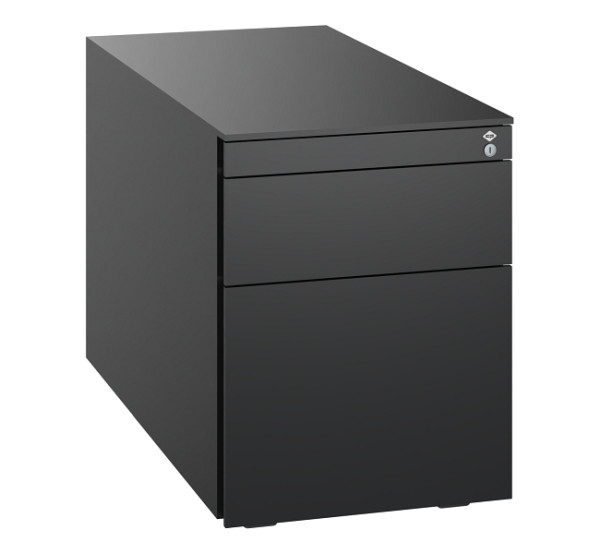 C+P Stahl-Rollcontainer, 563x430x781mm, 9005/9005, auf Rollenführung, 054230-000-102