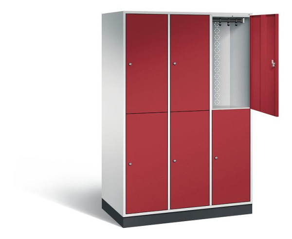 C+P Spind doppelstöckig XL Intro, H1950xB1220xT590mm, Farbe: Lichtgrau / Rubinrot, 8270-303 S10051