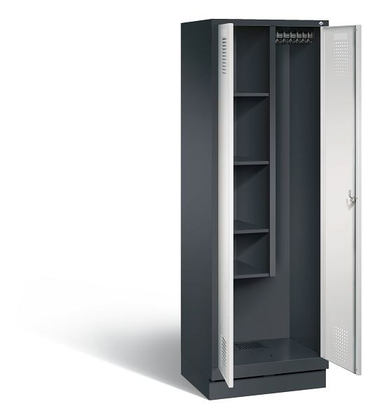 C+P Putzmittel-Spind Evolo, H1800xB610xT500mm, Farbe: Schwarzgrau / Lichtgrau, 48120-00 S10116