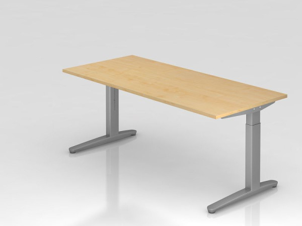 Hammerbacher Schreibtisch C-Fuß 180x80cm Ahorn/Silber, Alu-Kufe Silber (ähnlich RAL 9006), VXB19/3/SS