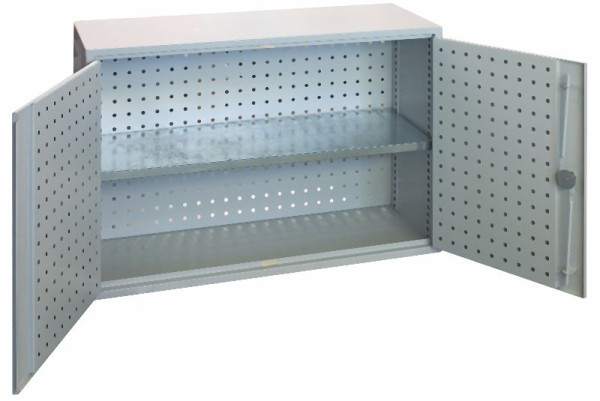 KLW Stahllochplattenschrank 600x900x350mm mit abschließbaren Flügeltüren, Rückwand und System-Quadratlochung, wandmontagefähig, 05/3068-1