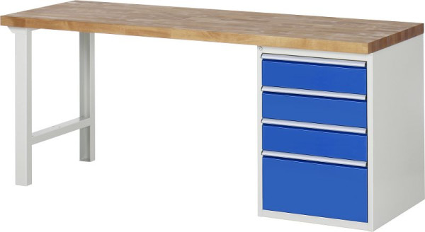 RAU Werkbank Serie 7000 - Baukasten-Bauweise, 4 x Schublade, 2000x840x700 mm, 03-7510A1-207B4S.11