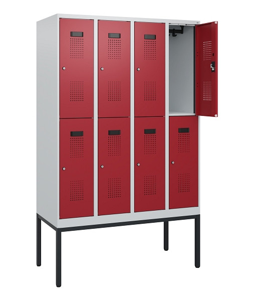 C+P Doppelstock-Spind Evolo PLUS, Gestell, 8 Fächer, 1950x1200x500mm, 7035/3003, Zylinderschloss, 0493305-40 S10026