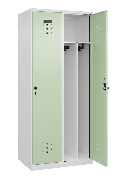 C+P Spind Evolo PLUS, 2 Abteile, 1850x800x500mm, 9016/6019, Verschluss Drehriegel, 049000-22F S10019