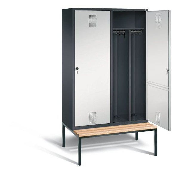 C+P Schwarz-Weiss-Spind Evolo, H2090xB1190xT500mm, Farbe: Schwarzgrau / Lichtgrau, 48250-40 S10017