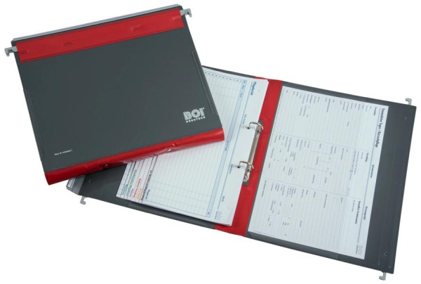 BOI Befundmappe, rot O-B.02 2-fach-Combi-Mechanik, FH=20mm, 9108-00411