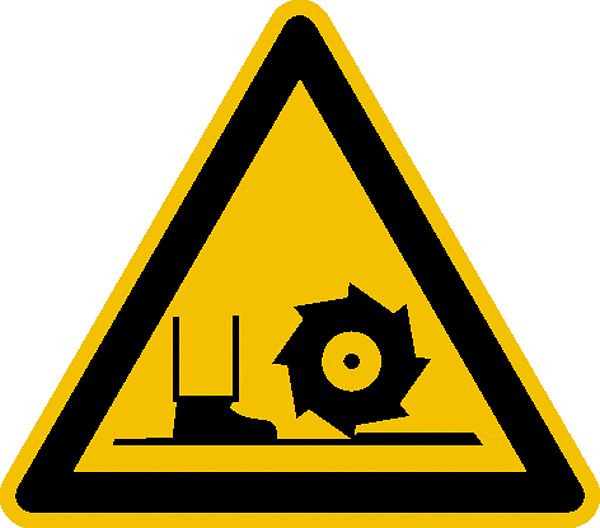 SafetyMarking Warnschild, Warnung vor Fräswelle, Länge 5 cm, Folie, selbstklebend, VE: 10 Stück/Bogen, 30.0844