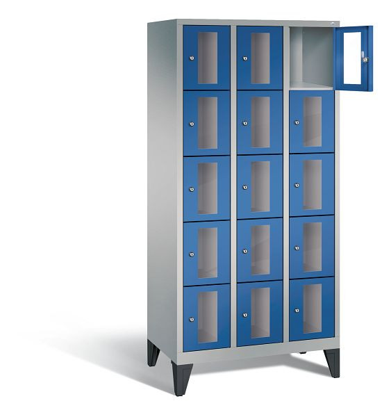 C+P Schließfachschrank Classic, H1850xB900xT500mm, Farbe: Weißaluminium / Enzianblau, 8010A305 S10010