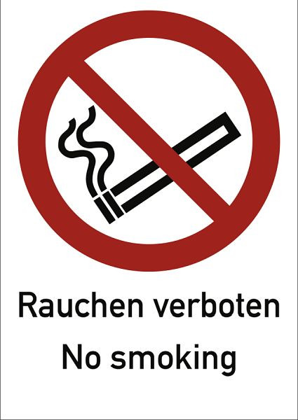 Moedel Rauchen verboten No smoking ISO 7010, Kombischild, Aluminium, 210x297 mm, 98939