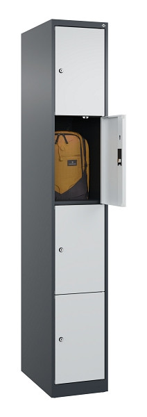 C+P Schließfachschrank Evolo PLUS, 4 Fächer, 1850x300x500mm, 7016/7035, 049000-104 S10017