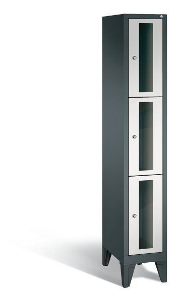 C+P Schließfachschrank Classic, 3 Fächer, H1850xB320xT500 mm, Anthrazit/Grau, 8010A103 S10023