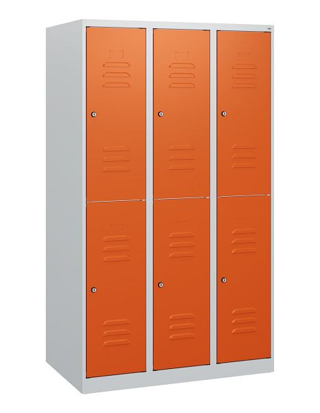 C+P Doppelstöckiger Spind Classic PLUS, 3 Abteile, 1530x900x500mm, 7035/2004, Zylinderschlösser, 0803005-30 S10031