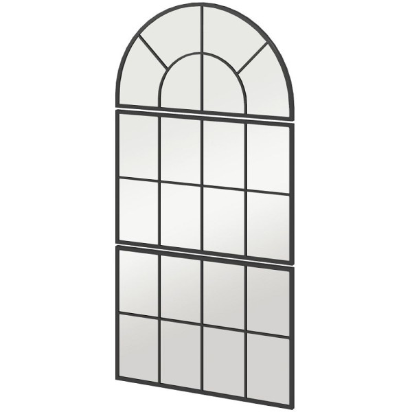 HOMCOM Wandspiegel, Fensterspiegel, dreiteilig, Metallrahmen, 76 x 53 cm, Schwarz, 830-972V00BK