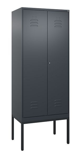 C+P Umkleidespind Classic PLUS, Doppel-Spind, Gestell, 2 Abteile, 2120x800x500mm, 7016/7016, Zylinderschloss, 0800327-22P S10027