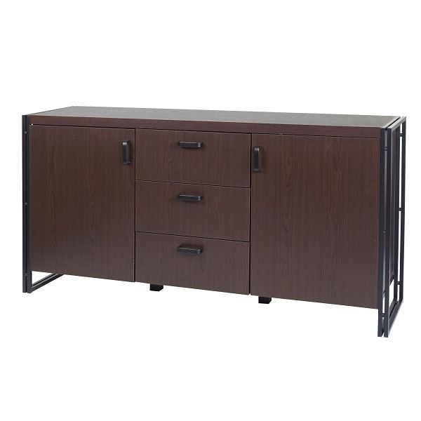 Mendler Sideboard HWC-A27, Kommode Schrank, 3D-Struktur 2 Staufächer 80x160x40cm MDF Metall, dunkelbraun, 75026+75027