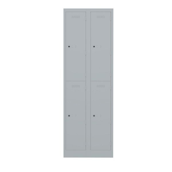 Bisley Garderobenschrank Primary Locker, 2 Abteile mit je 2 Fächern übereinander, 355 silber, PL3050D2355