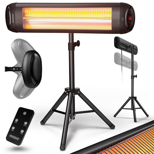 monzana Heizstrahler MZH2500 Schwarz 2500W 90° verstellbar mit Ständer, 109112