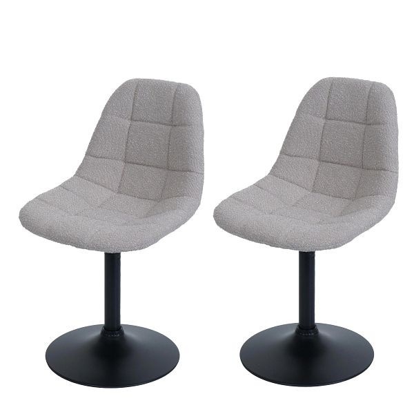 Mendler 2er-Set Esszimmerstuhl HWC-A60, Küchenstuhl Stuhl Drehstuhl, Stahl FSC® Stoff/Textil Bouclé (450g/m²), taupe, 108844