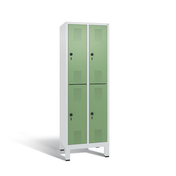 C+P Spind doppelstöckig Evolo, 2 Abteile, H1850xB610xT500 mm, Grau/Resedagrün, 48310-20 S10138
