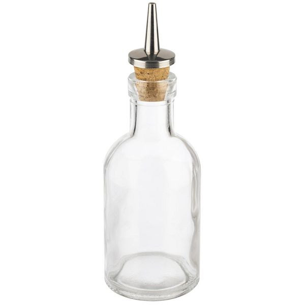 APS Essig- und Ölflasche Ø 5 cm, Höhe 15,5 cm, 100 ml,Glasbehälter, Ausgießer aus Kork/ Edelstahl, 40512