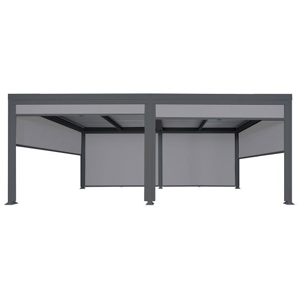 Mendler Alu Pergola HWC-L41 mit 6x Seitenwand, Lamellen-Pavillon, stabiles 8cm-Metall-Gestell 3x6m, anthrazit, 98771+98772+98773+98774+6x98787