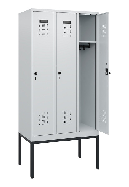 C+P Spind Evolo PLUS, Gestell, 3 Abteile, 1950x900x500mm, 7035/7035, Drehriegel, 0490305-30 S10013