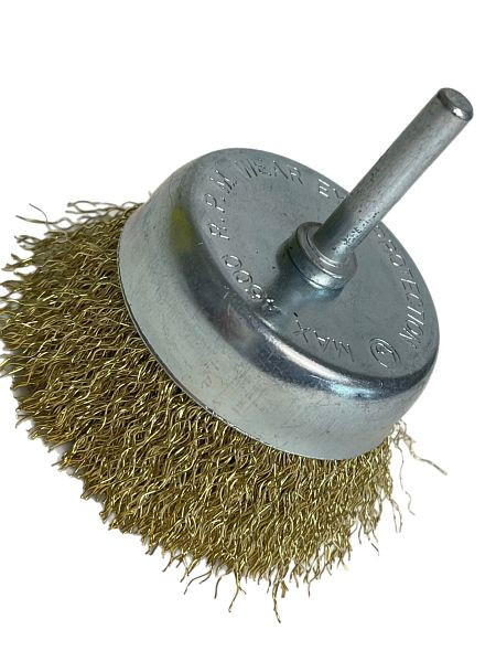 VaGo-Tools Topfbürsten Drahtbürsten 75mm Messingbeschichtet mit Schaft, VE: 12 Stück, 09-042x12_xv