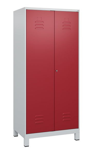C+P Umkleidespind Classic PLUS SW, Füße, 2 Abteile, 1800x800x500mm, 7035/3003, Zylinderschloss, 0800127-22 S10016