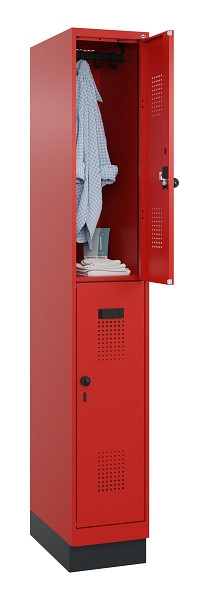 C+P Doppelstöckiger Spind Evolo PLUS, mit Sockel, 2 Fächer, 1950x300x500mm, 3020, Drehriegel, 049320-10 S10025