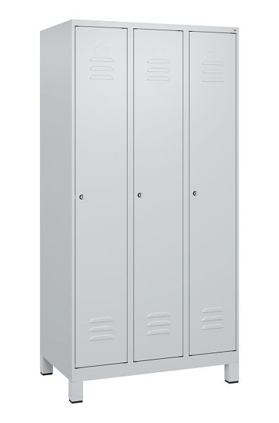 C+P Umkleidespind Classic PLUS, Füße, 3 Abteile, 1800x900x500mm, 7035/7035, Zylinderschlösser, 0800107-30 S10024