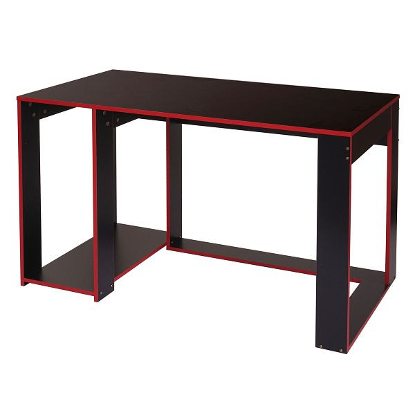 Mendler Schreibtisch HWC-J26, Computertisch Bürotisch, 120x60x76cm, schwarz-rot, 75834