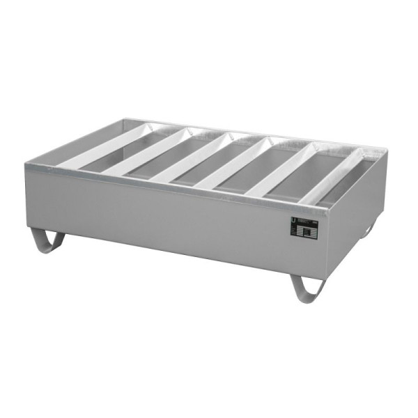 STEIN HGS Profilwanne PW, 3mm Stahlblech, für 200l-Fässer, 224 Liter, RAL 7005 mausgrau, Gesamthöhe 360 mm, lackiert, 2 x 200 Liter Fass, 79215.0005
