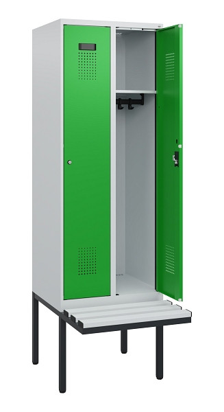 C+P Spind Evolo PLUS, 2 Abteile, 1950x600x815mm, 7035/6037, Zylinderschloss, Material Sitzfläche Kunststoff, 0490405-20 S10092