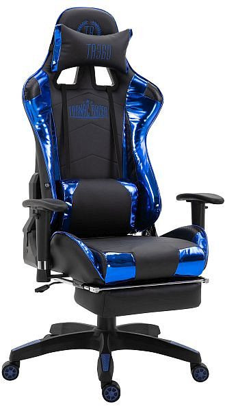 CLP Racing Bürostuhl Turbo mit Fußablage glanz, schwarz/blau, 310499