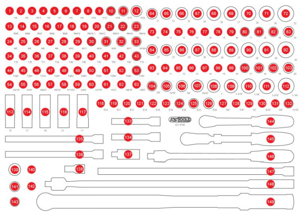 KS Tools Leere Schaumstoffeinlage zu 821.0149, 821.0149-97