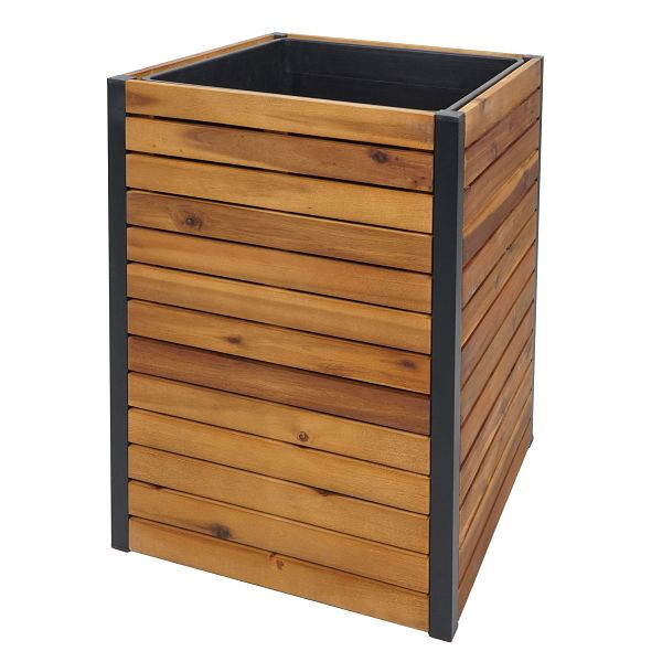 Mendler Pflanzkasten HWC-L23, Hochbeet Blumenkasten, Outdoor Akazie Holz FSC Aluminium, 60x42x42cm braun, 98582