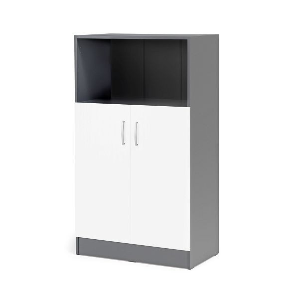 AJ Büroschrank FLEXUS mit 1 offenen Fach, 1325 x 760 x 415 mm, grau/weiß, 152948