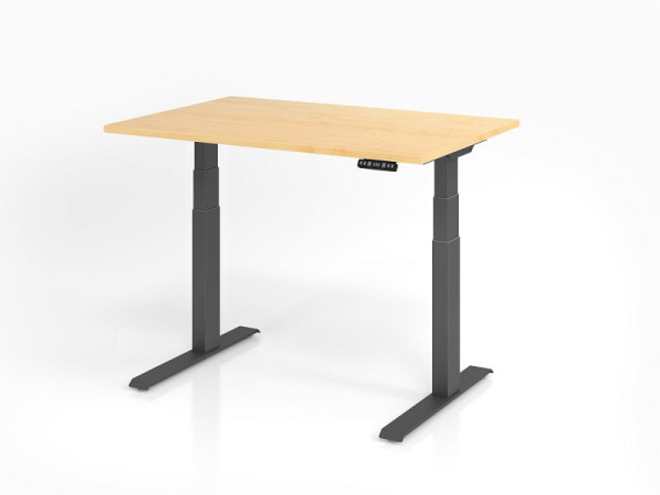 Hammerbacher Schreibtisch XDKB12, 120 x 80 cm, Platte: Ahorn, 25 mm dick, ABS-Dickkante, Rechteckform, Graphit, VXDKB12/3/G