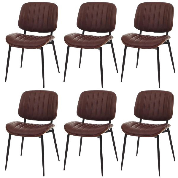 Mendler 6er-Set Esszimmerstuhl HWC-O44, Küchenstuhl Stuhl, Bugholz Kunstleder, Walnuss-Optik, vintage braun, 3x118202