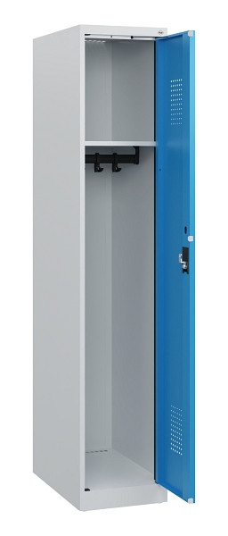 C+P Spind Evolo PLUS, Sockel, 1 Abteil, 1630x300x500mm, 7035/5012, Zylinderschloss, 0490205-10 S10031