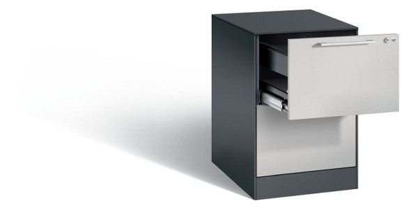 C+P Hängeregistraturschrank Asisto, H710xB440xT600mm, Farbe: Schwarzgrau / Weißaluminium, Bügelgriff, 146275-211 S10014