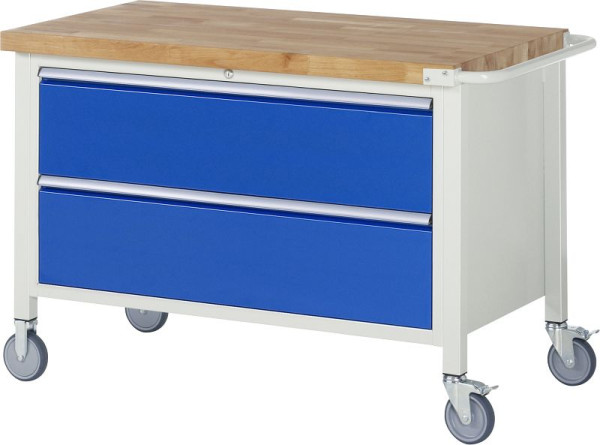 RAU Fahrbare Werkbank 8000 - Modell 8355, B1250 x T700 x H880-1080 mm, Unterbau-Container, 2x Schubladen: 2xH270 mm, 05-8355A2-127B4H.11