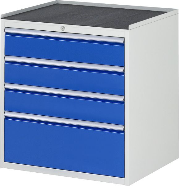 RAU Schubladenschrank Serie 7000, B770 x T650 x H825mm, Metallauflage, Höhe 25 mm, Schubladen: 3xH150, 1xH270 mm, 13-XL5.3A-MT.11
