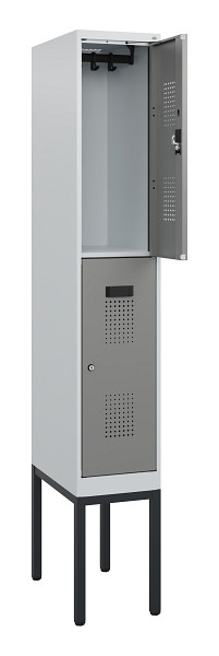 C+P Doppelstock-Spind Evolo PLUS, Gestell, 2 Fächer, 1950x300x500mm, 7035/0004, Zylinderschloss, 0493305-10 S10041