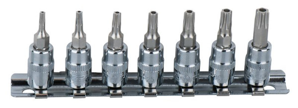 KS Tools 1/4" CHROMEplus Bit-Stecknuss-Satz Torx, Bohrung, 7-teilig TB10-TB40, 918.1460
