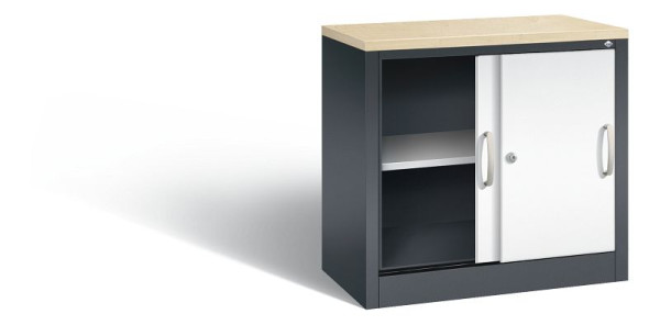 C+P Sideboard mit Schiebetüren Acurado, H720xB800xT400mm, Farbe: Schwarzgrau / Verkehrsweiß, Bügelgriff, 2 OH, 5722-00 S10447