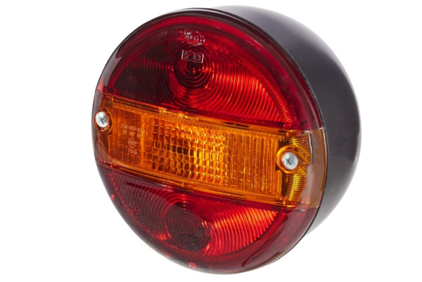 HELLA Heckleuchte, Glühlampe, 12/24V, Anbau/geschraubt, Lichtscheibenfarbe: rot/gelb, Stecker: Flachstecker, links/rechts, Höhe 80 mm, 2SE 001 685-221