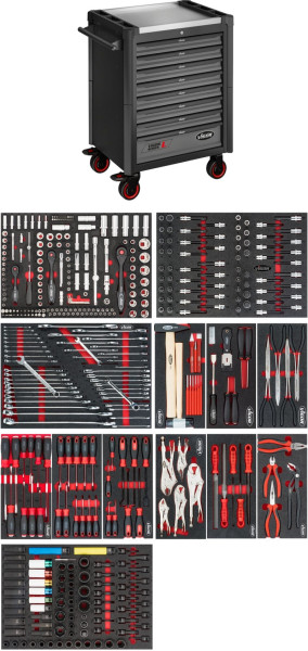 VIGOR Werkstattwagen Series L, mit Sortiment, 442-teilig, Anzahl Werkzeuge: 442, V1901-X/442
