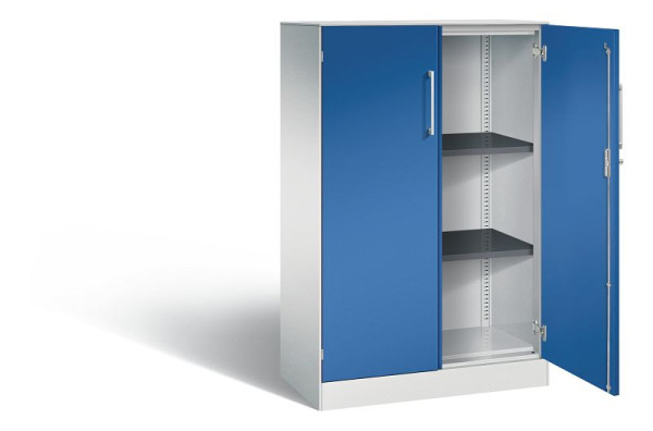 C+P Flügeltürenschrank Asisto, H1310xB800xT435mm, Farbe: Lichtgrau / Enzianblau, Bügelgriff, 3 OH, 141033-000 S10177