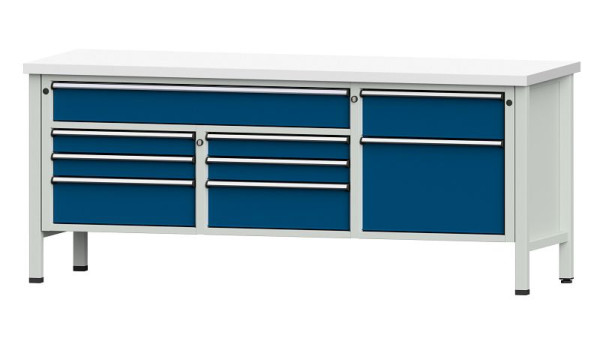 ANKE Werkbänke Kastenwerkbank, Modell 282 V, 2000 x 700 x 840 mm, RAL 7035/5010, KSP 40 mm, 304.536